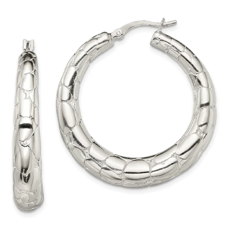 Women’s silver dangling earrings-Sterling Silver 38X35MM Hoop Earrings