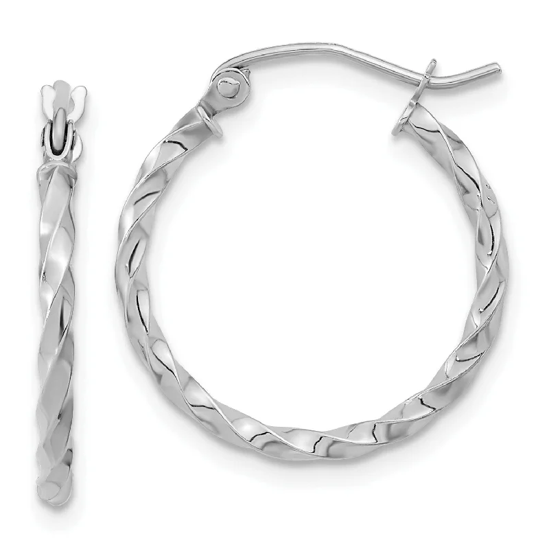 Women’s fashion earrings-10KT White Gold 20X2MM Twist Hoop Earrings