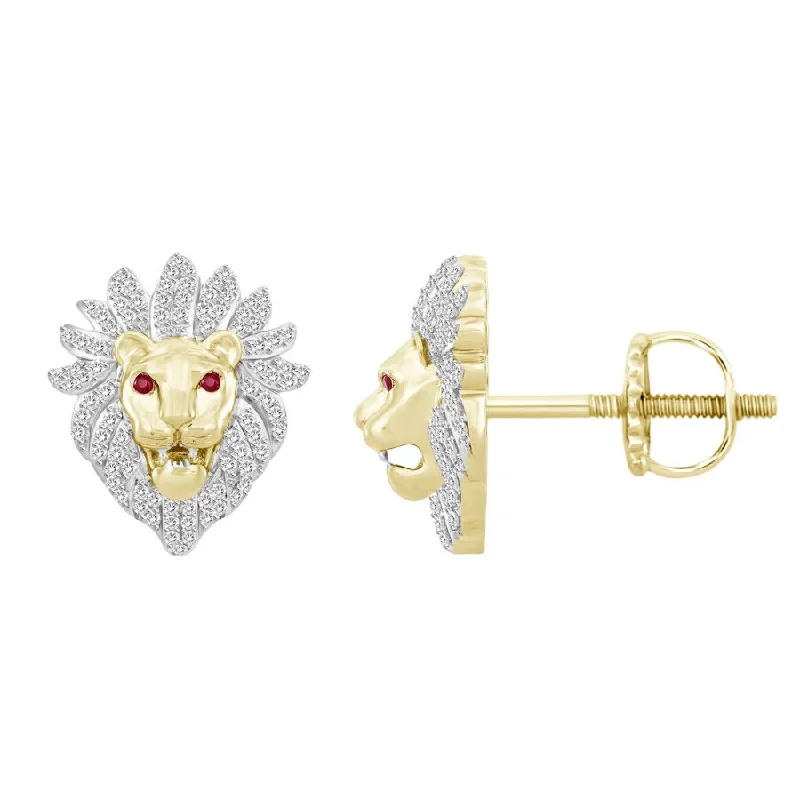 Women’s chandelier earrings-MEN'S STUD EARRINGS 0.50CT ROUND DIAMOND 10K YELLOW GOLD