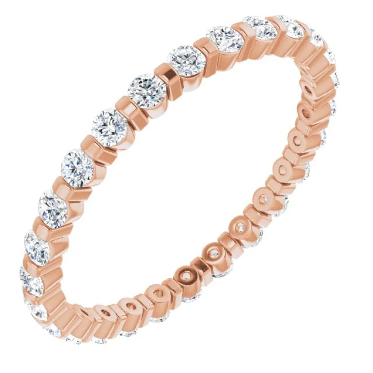 Women’s rose gold solitaire engagement ring-14K Rose 1/2 CTW Diamond Eternity Band