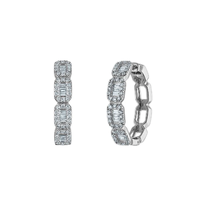 Women’s heart-shaped earrings-EcoLove 1 CTW Lab Grown Diamond Hoop Earrings in Sterling Silver