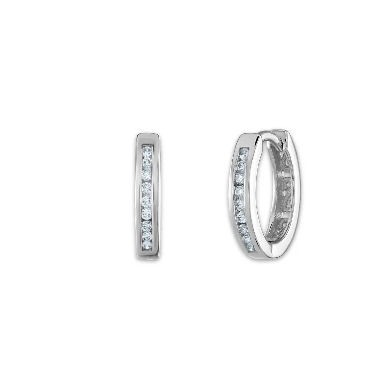 Women’s heirloom earrings-1/10 CTW Diamond Hoop Earrings in 10KT White Gold