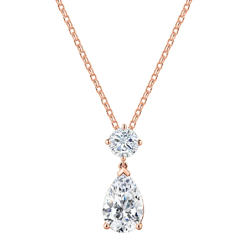 Women’s black diamond necklace-Fancy pendant with 3.84 carats* of diamond simulants in 10 carat rose gold