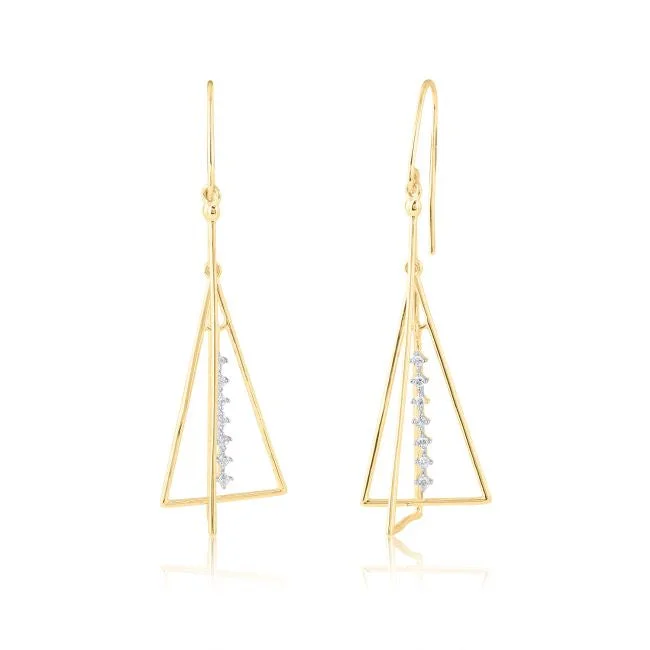 Women’s sparkly earrings-1/10 CTW Diamond Drop & Dangle Earrings in 10KT Yellow Gold