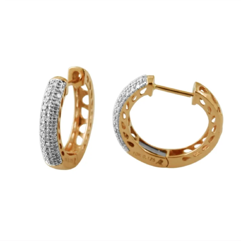 Women’s twisted earrings-1/4 CTW Diamond Hoop Earrings in 10KT Yellow Gold