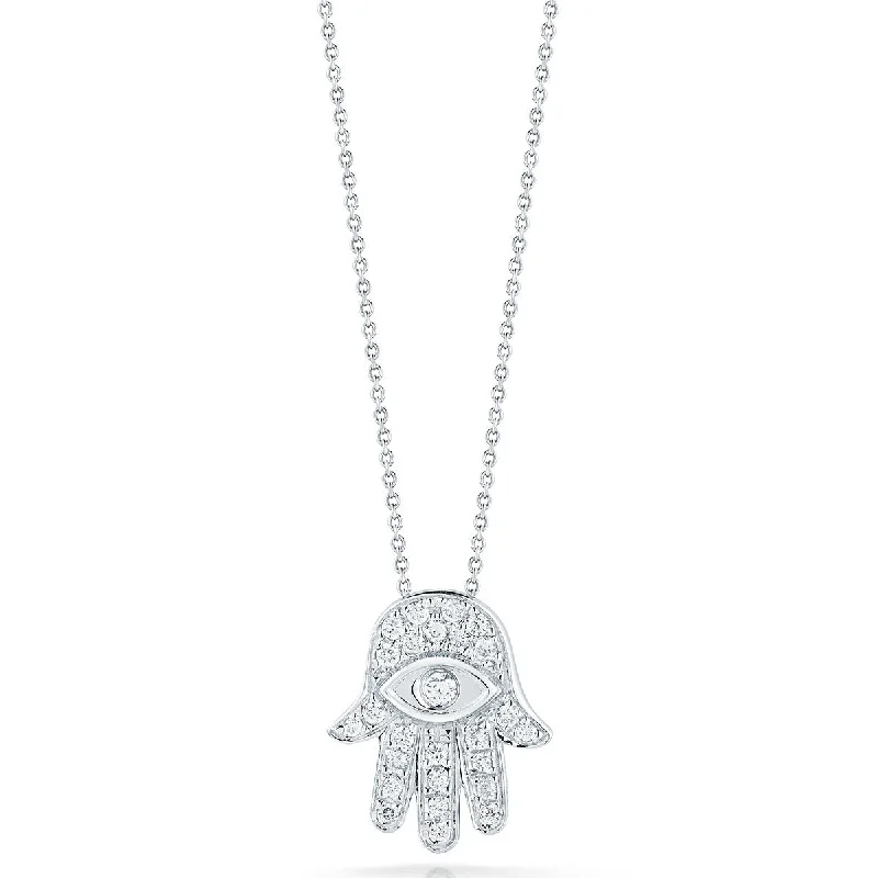 Women’s infinity pendant necklace-18K Hamsa Pendant with Diamonds