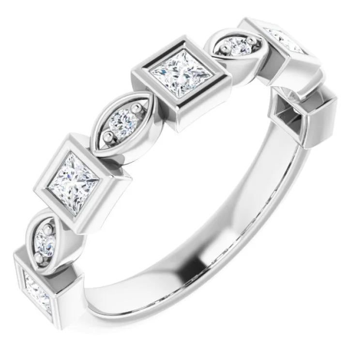 Women’s sleek engagement ring-Platinum 1/2 CTW Natural Diamond Anniversary Band