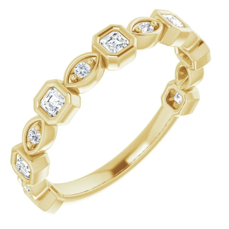 Women’s radiant-cut engagement ring-14K Yellow 3/8 CTW Natural Diamond Anniversary Band