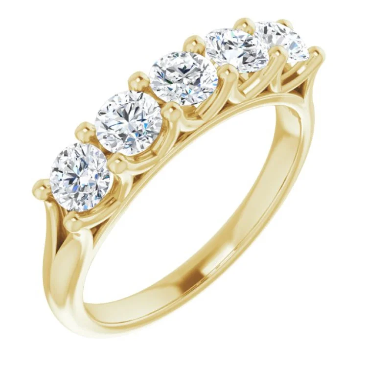 Women’s platinum solitaire engagement ring-14K Yellow 1 CTW Natural Diamond Anniversary Band