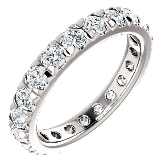 Women’s wide band engagement ring-14KT Gold 2 CTW Diamond French-Set Eternity Band