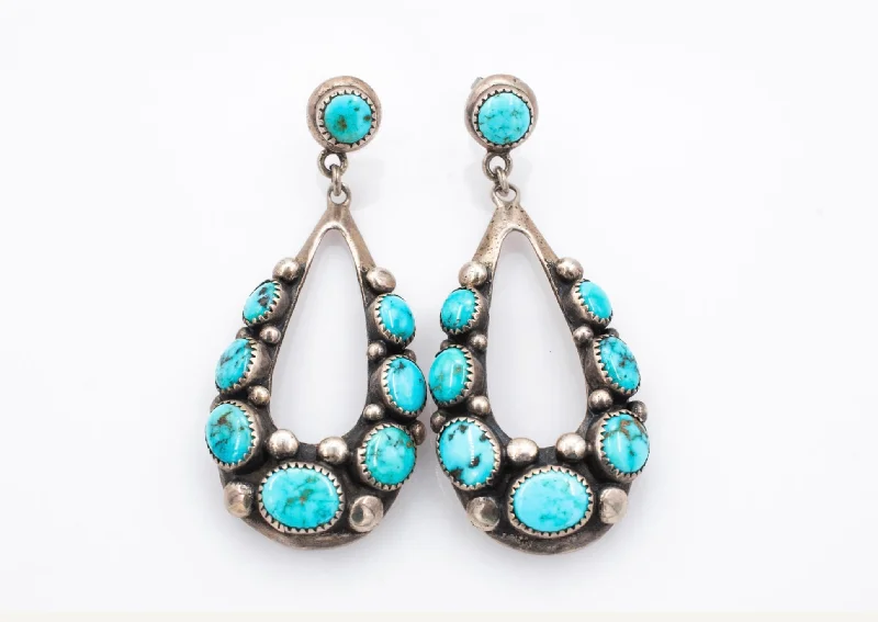 Women’s crystal earrings-Frank Patania Sr. Sterling Natural Turquoise Drop Earrings