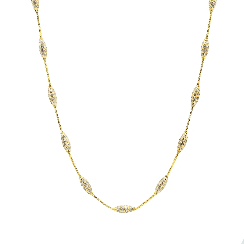 Women’s multi-layer necklace-22K Multi Tone Gold Chain W/ "Honeycomb" Beads & Thin Box Link Chain