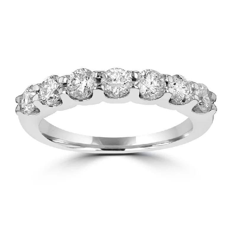 Women’s round diamond engagement ring-14KT WHITE GOLD 1.00 CTW ROUND DIAMOND SEVEN STONE