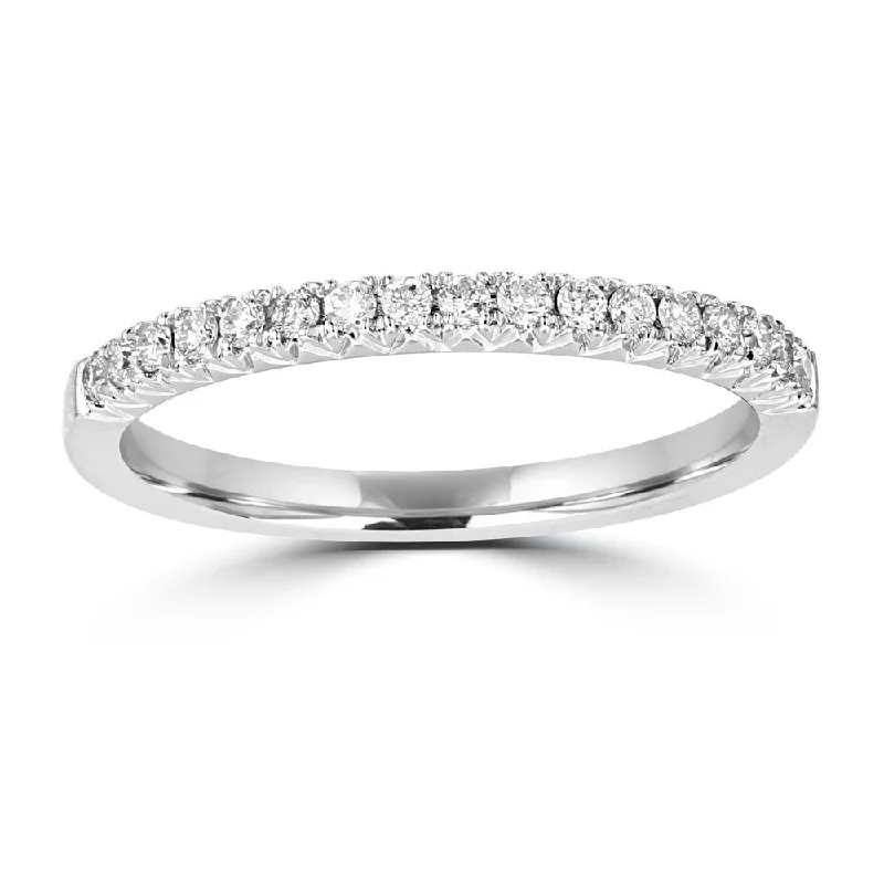 Women’s modern engagement ring-14KT WHITE GOLD 1/4 CTW ROUND DIAMOND FRENCH PAVE BAND