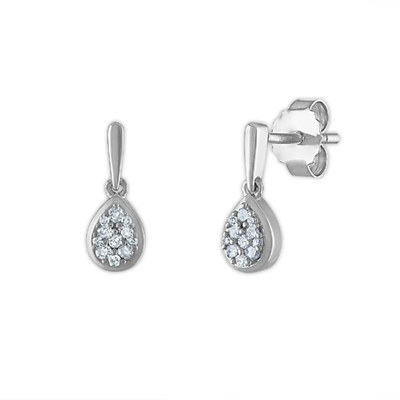 Women’s art deco earrings-1/6 CTW Diamond Drop & Dangle Earrings in Sterling Silver