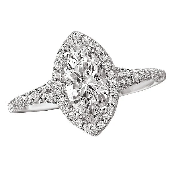 Women’s oval diamond engagement ring-18KT WHITE GOLD 1/5 CTW DIAMOND MARQUISE HALO "Y" SHANK SETTING FOR 1 CARAT