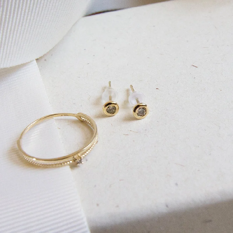 Women’s handmade earrings-Nova Diamond 10k Gold Studs