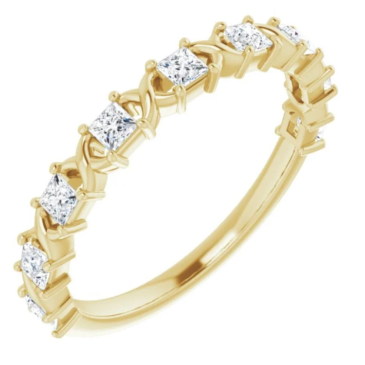 Women’s floral engagement ring-14K Yellow 1/2 CTW Natural Diamond Anniversary Band