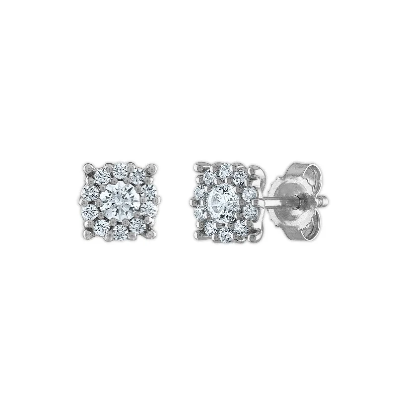 Women’s stylish earrings-Red Hot Deal  1/2 CTW Round Lab Grown Diamond Cluster Stud Earrings in 10KT White Gold