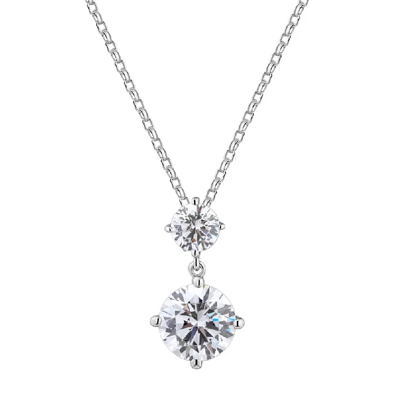 Women’s silver necklace-Fancy pendant with 2.5 carats* of diamond simulants in 10 carat white gold