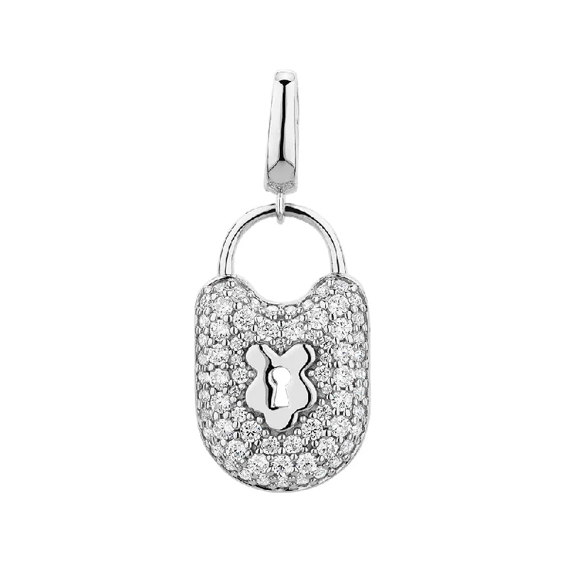 Women’s classic necklace-Round Brilliant charm pendant with 0.72 carats* of diamond simulants in sterling silver