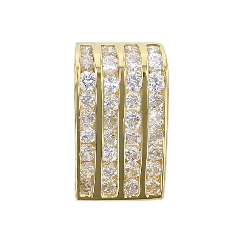 Women’s vintage necklace-14K Yellow Gold 4 Row Diamond Slide Pendant