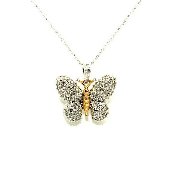 Women’s silver necklace-Diamond Butterfly Pendant Ad No.0873