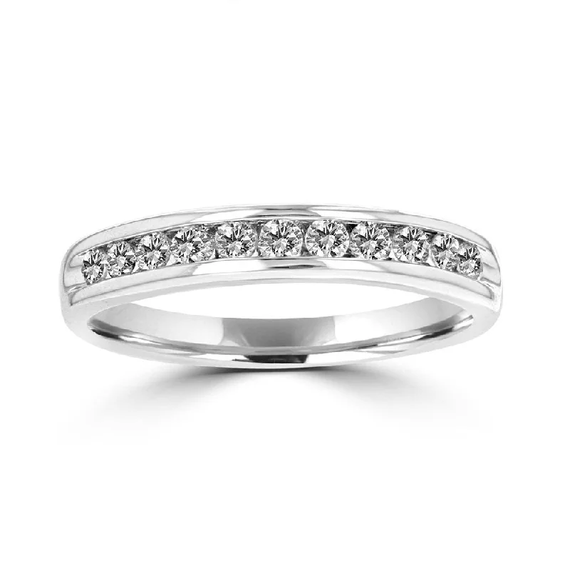 Women’s teardrop engagement ring-14KT White Gold 1/2 CTW Round Diamond Channel Set Band