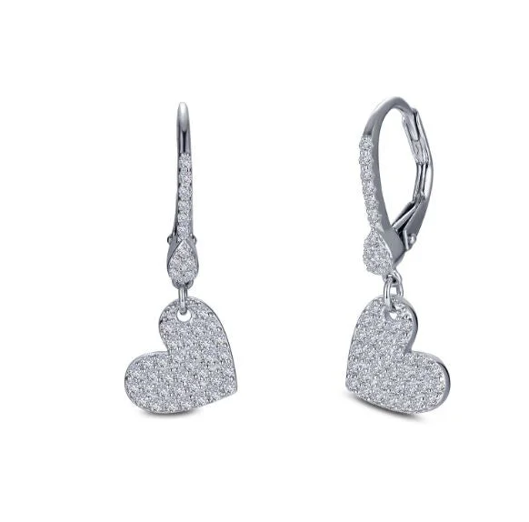 Women’s floral earrings-Leverback Heart Drop Earrings