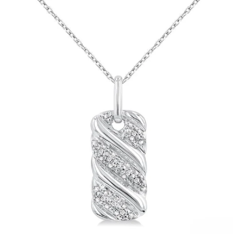 Women’s adjustable chain necklace-1/10 Ctw Bold Ribbed Swirl Round Cut Diamond Bold Fashion Pendant With Chain in Sterling Silver