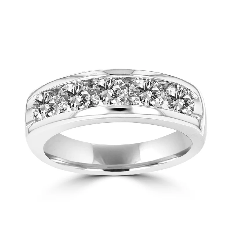 Women’s luxury engagement ring-14KT White Gold 1 1/2 CTW Round Diamond Channel Set Band