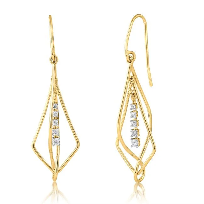 Women’s silver dangling earrings-1/7 CTW Diamond Drop & Dangle Earrings in 10KT Yellow Gold