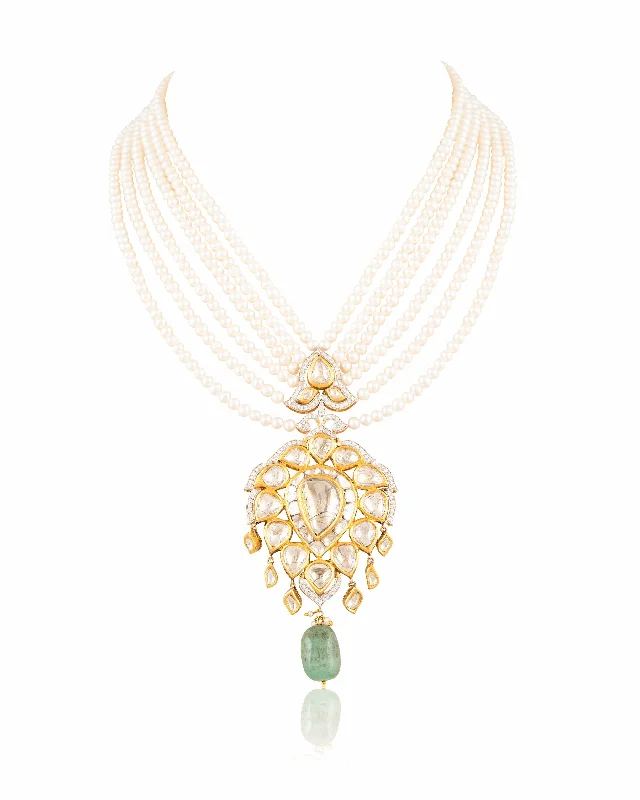 Women’s luxury diamond necklace-Ansira Polki And Diamond Bead Pendant