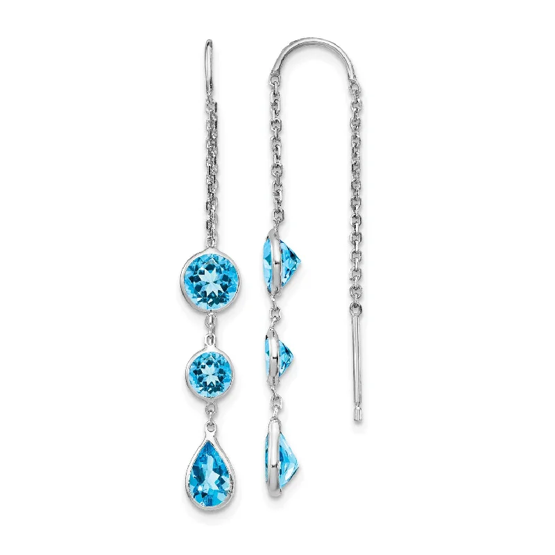 Women’s crystal drop earrings-Swiss Blue Topaz Drop & Dangle Earrings in 14KT White Gold