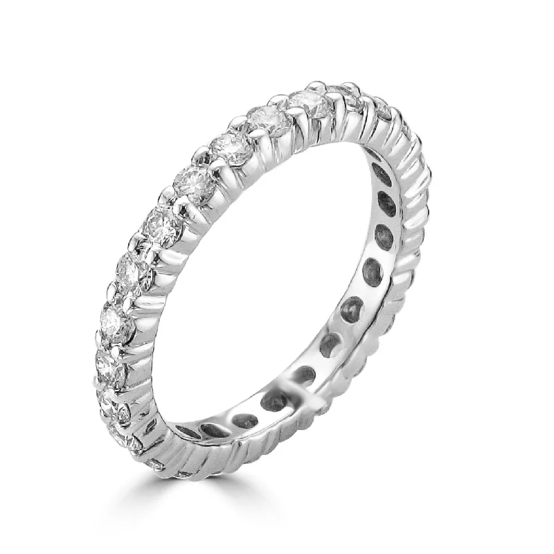 Women’s yellow gold engagement ring-14KT WHITE GOLD 1.00 CTW ROUND DIAMOND ETERNITY BAND