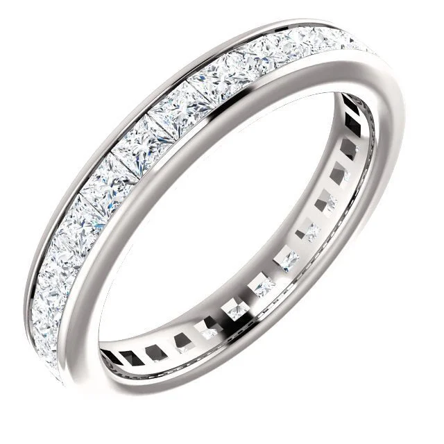 Women’s solitaire engagement ring-14KT GOLD 2 CTW PRINCESS CUT DIAMOND CHANNEL-SET ETERNITY BAND