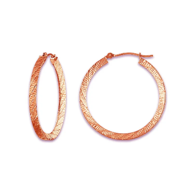 Women’s teardrop earrings-10KT Rose Gold 30X3MM Hoop Earrings