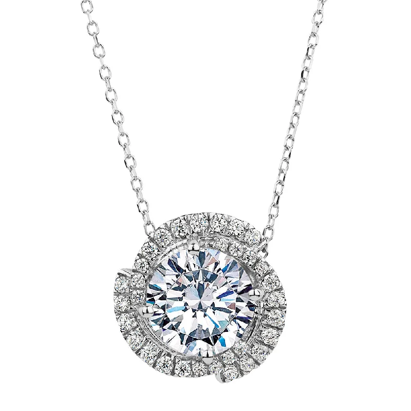 Women’s birthstone pendant necklace-Fancy pendant with 2.27 carats* of diamond simulants in 10 carat white gold