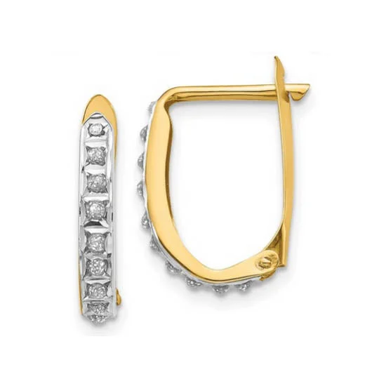 Women’s bohemian earrings-Diamond Fascination 14KT Yellow Gold 15MM Diamond Accent Hoop Earrings