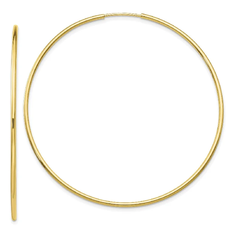 Women’s modern earrings-10KT Yellow Gold 54X1.2MM Endless Hoop Earrings