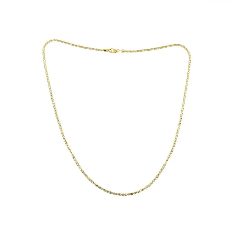 Women’s heirloom necklace-22K Multi Tone Gold Chain W/ Textured Link Pattern & Bead-Like Accents