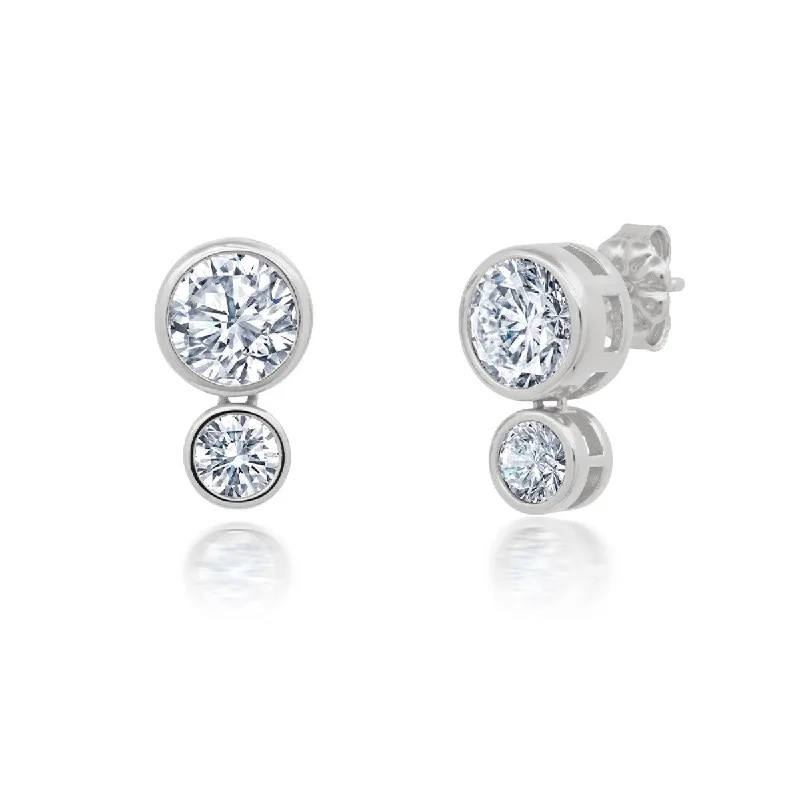 Women’s colorful gemstone earrings-Crislu Platinum Plated Drop Stud Earrings