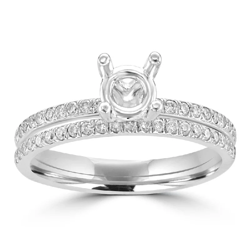 Women’s stacked engagement ring-18KT White Gold .35 CTW Round Diamond Bridal Set