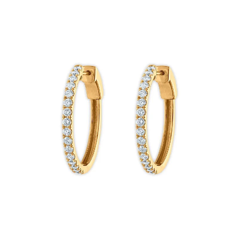 Women’s floral earrings-EcoLove 1 CTW Lab Grown Diamond Hoop Earrings in 10KT Yellow Gold