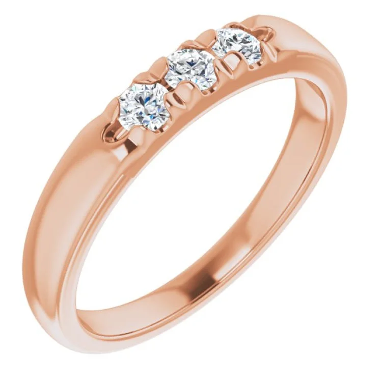 Women’s rose gold solitaire engagement ring-14K Rose 1/4 CTW Natural Diamond Anniversary Band