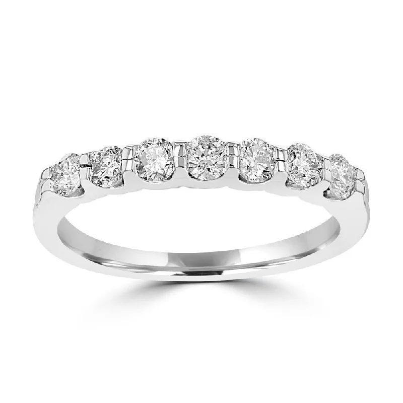 Women’s cushion cut engagement ring-14KT White Gold 1/2 CTW Round Diamond Seven Stone Band