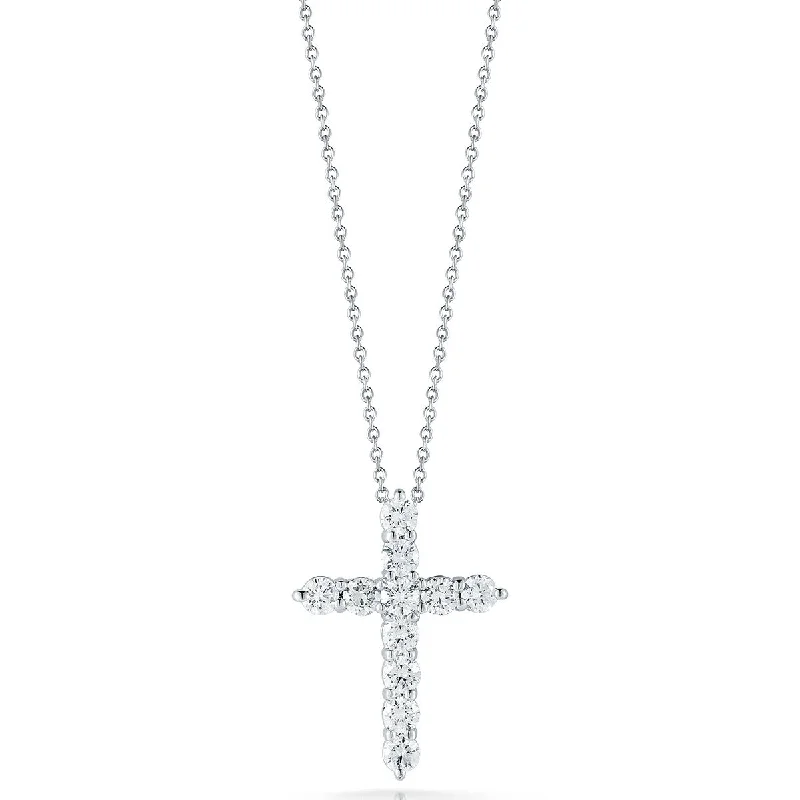 Women’s tennis necklace-18K White Gold Diamond Cross Pendant