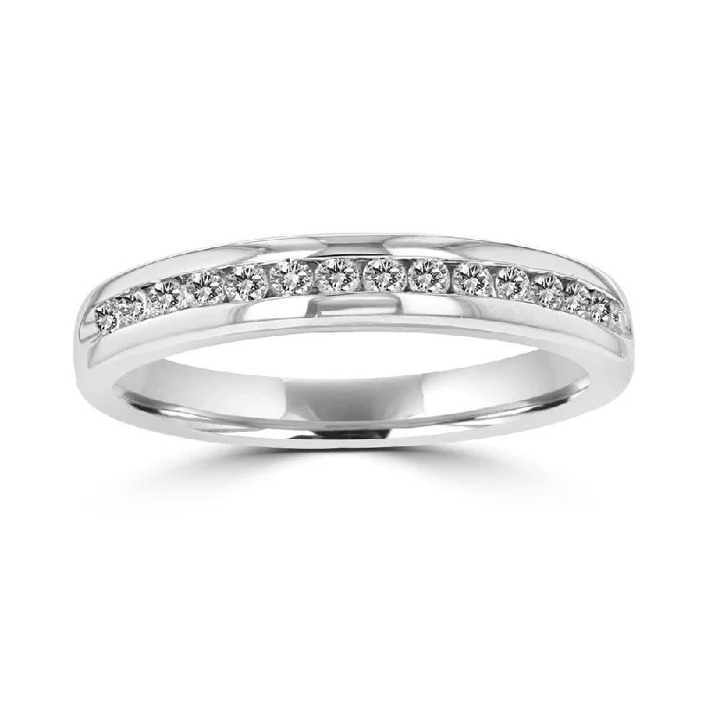 Women’s stylish engagement ring-14KT WHITE GOLD 1/4 CTW DIAMOND CHANNEL SET BAND