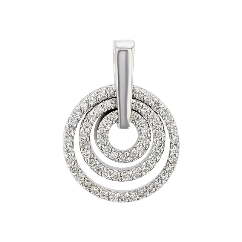 Women’s long necklace-14K White Gold 3 Circle Diamond Pendant