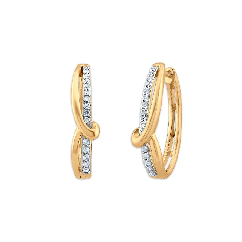 Women’s floral earrings-1/4 CTW Diamond Hoop Earrings in 10KT Yellow Gold